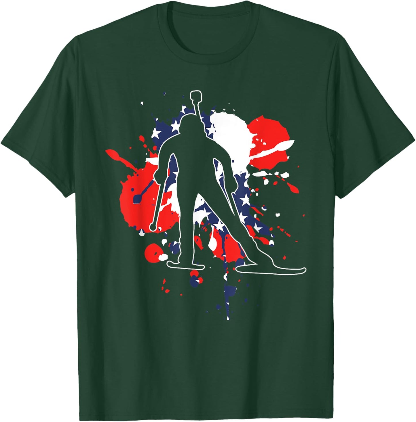 USA Flag Biathlonist - American Biathlon T-Shirt - T-Shirt | Forest