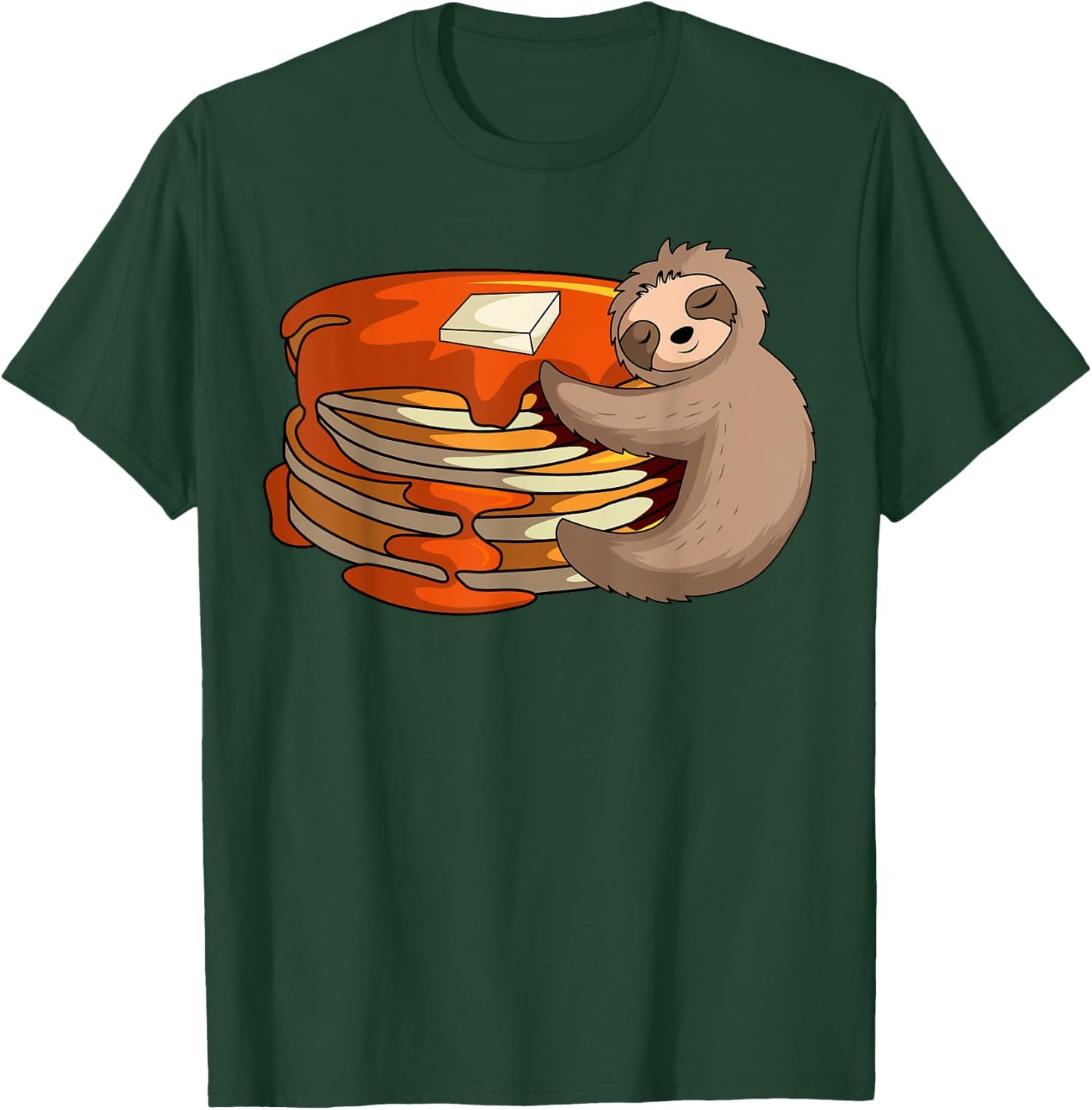 Pancakes Waffle Sloth Love Breakfast Flapjack Hotcake Food T-Shirt - T-Shirt | Forest