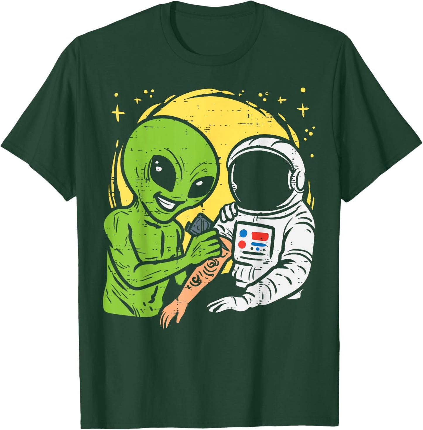 Astronaut Inking Alien Funny Space Galaxy Tattoo Men Women T-Shirt - T-Shirt | Forest