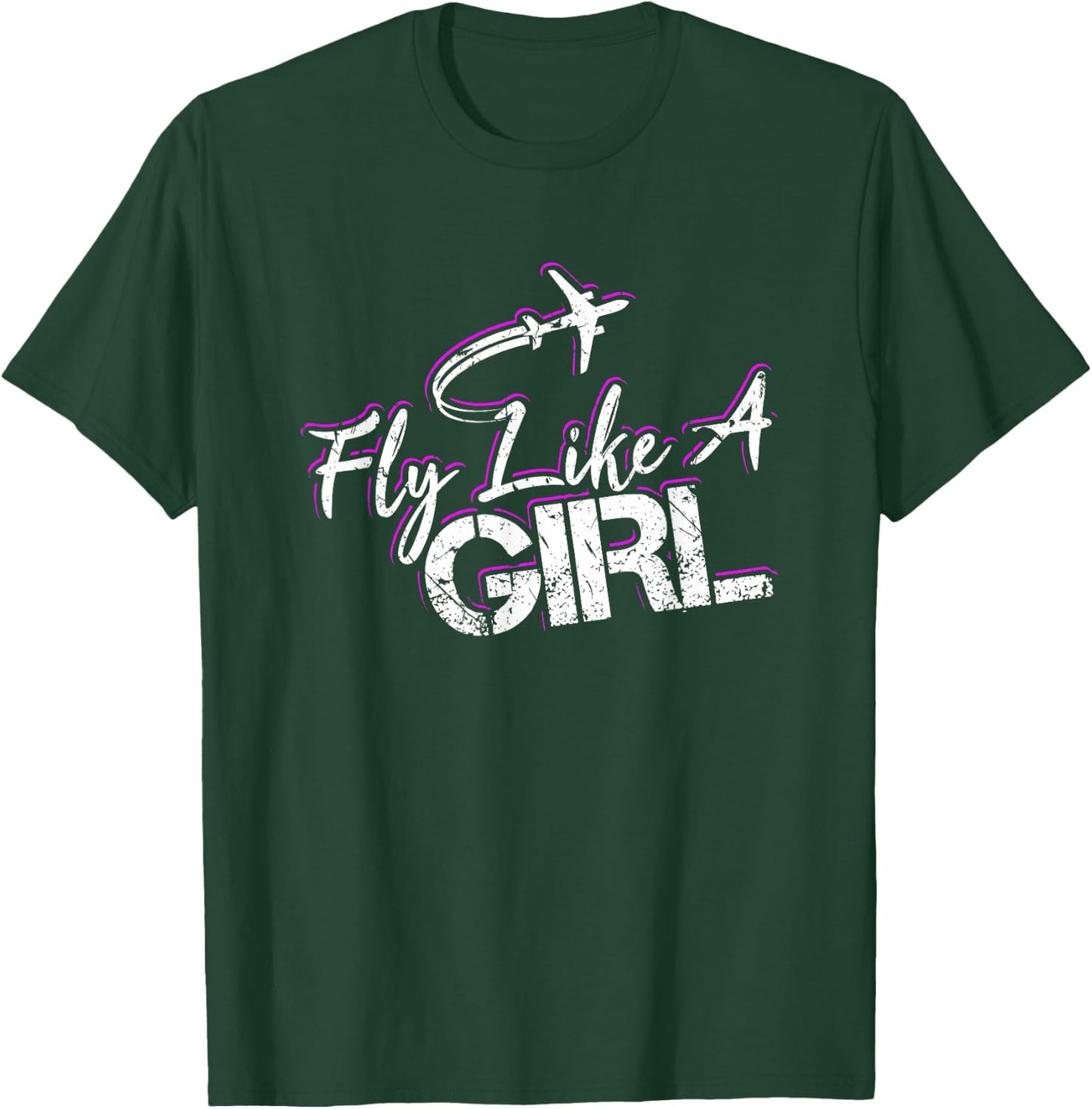 Fly Like A Girl Female Pilot Women Flying Girl T-Shirt - T-Shirt | Forest