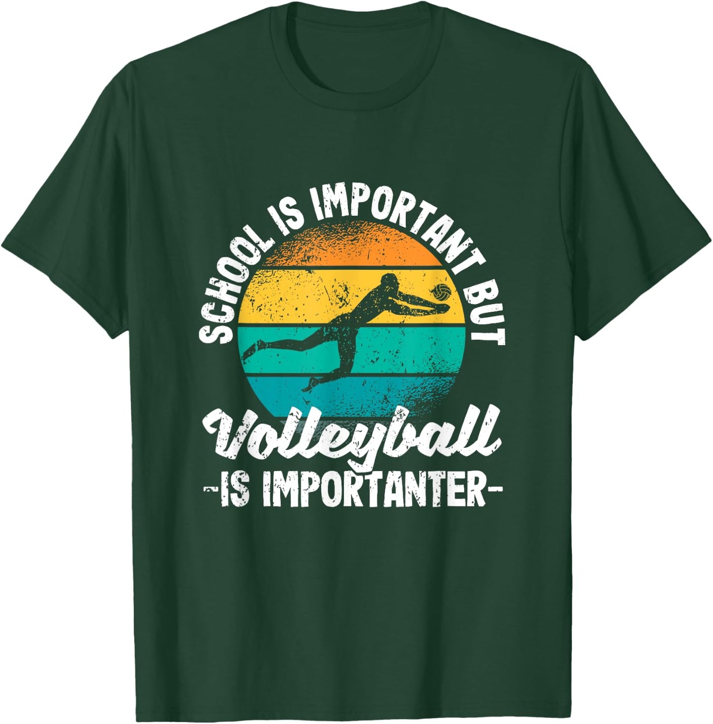 School Is Important But Volleyball Is Importanter Youth Kids T-Shirt - T-Shirt | Forest