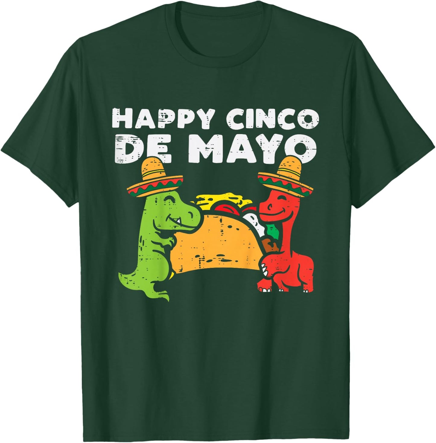Kids Happy Cinco De Mayo Dinos Taco Mexican Kids Toddler Boys T-Shirt - T-Shirt | Forest