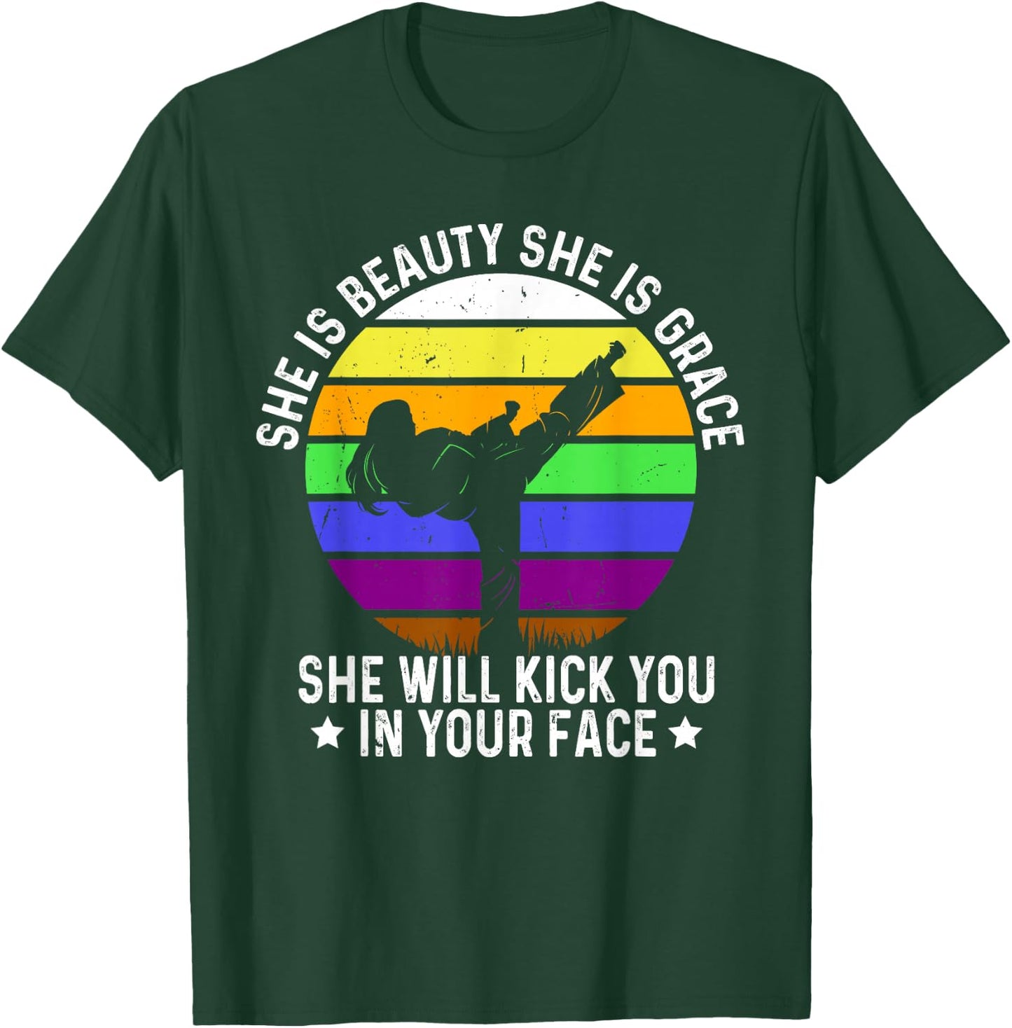 She is Beauty She is Grace She Will Kick You Karate Girl T-Shirt - T-Shirt | Forest