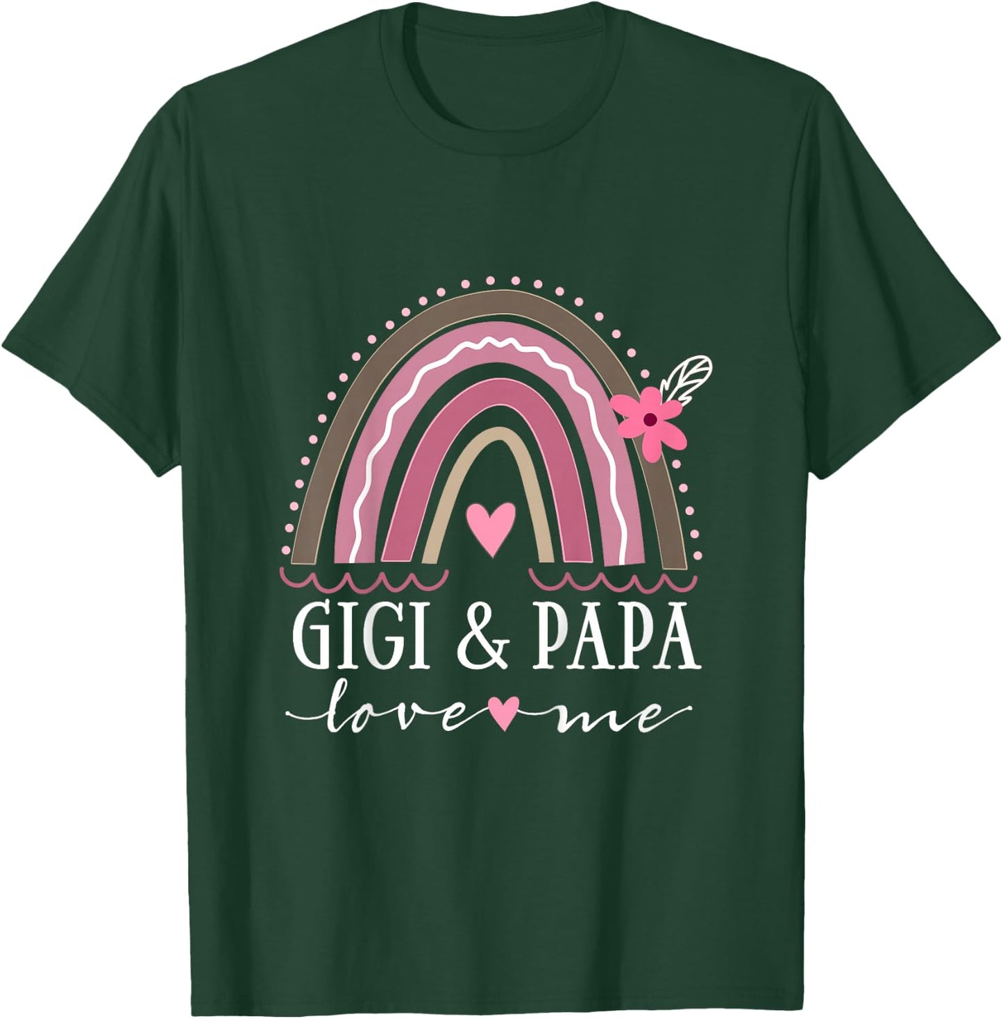 Kids Gigi and Papa Love Me Girls Granddaughter Boho Rainbow T-Shirt - T-Shirt | Forest