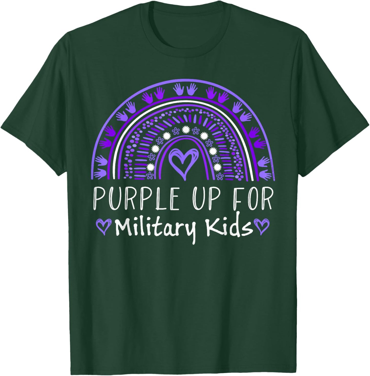 Purple Rainbow for Purple Up for Military Kids Month T-Shirt - T-Shirt | Forest