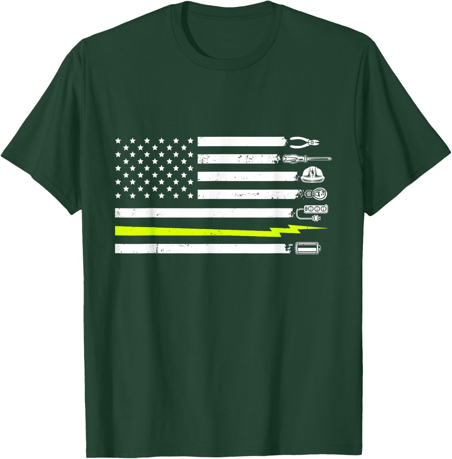 American Flag Electrician Tools for Electrician T-Shirt - T-Shirt | Forest