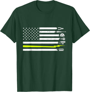 American Flag Electrician Tools for Electrician T-Shirt - T-Shirt | Forest