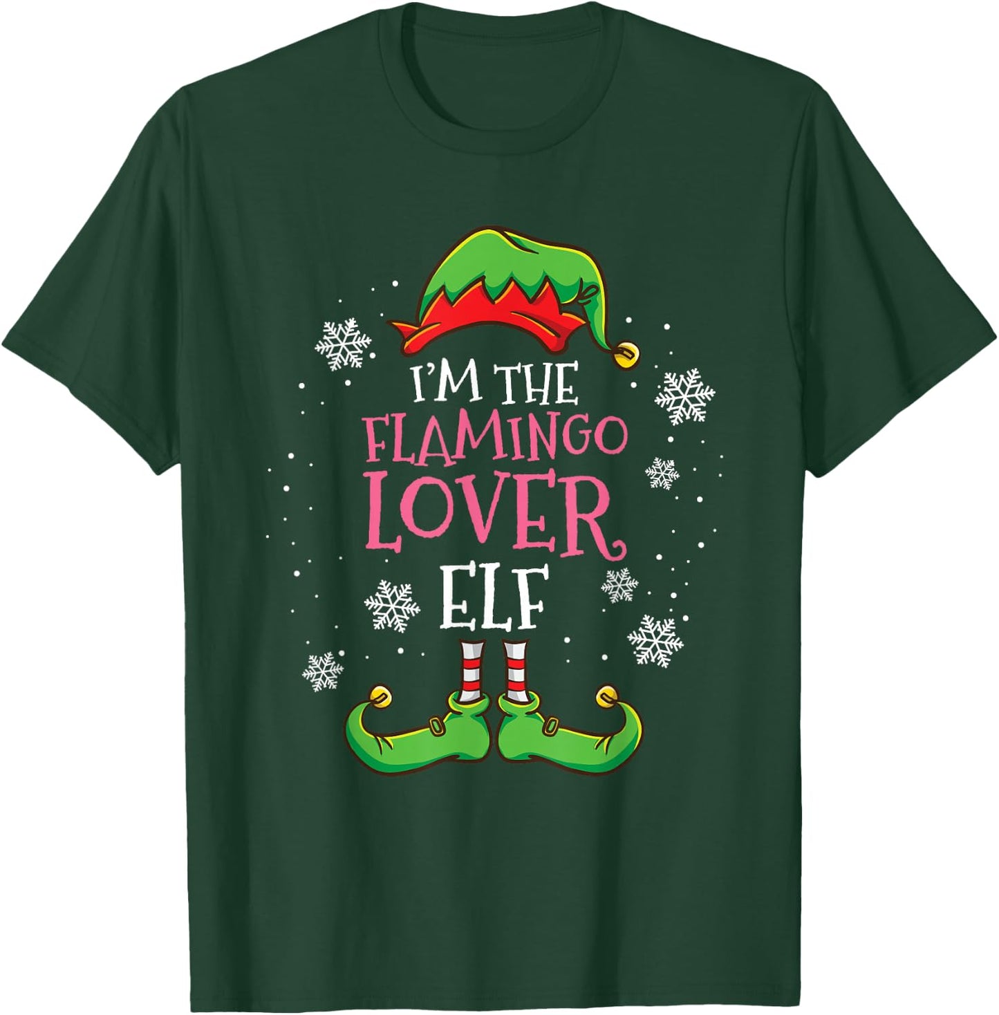 Im The Flamingo Lover Elf Christmas T-Shirt - T-Shirt | Forest
