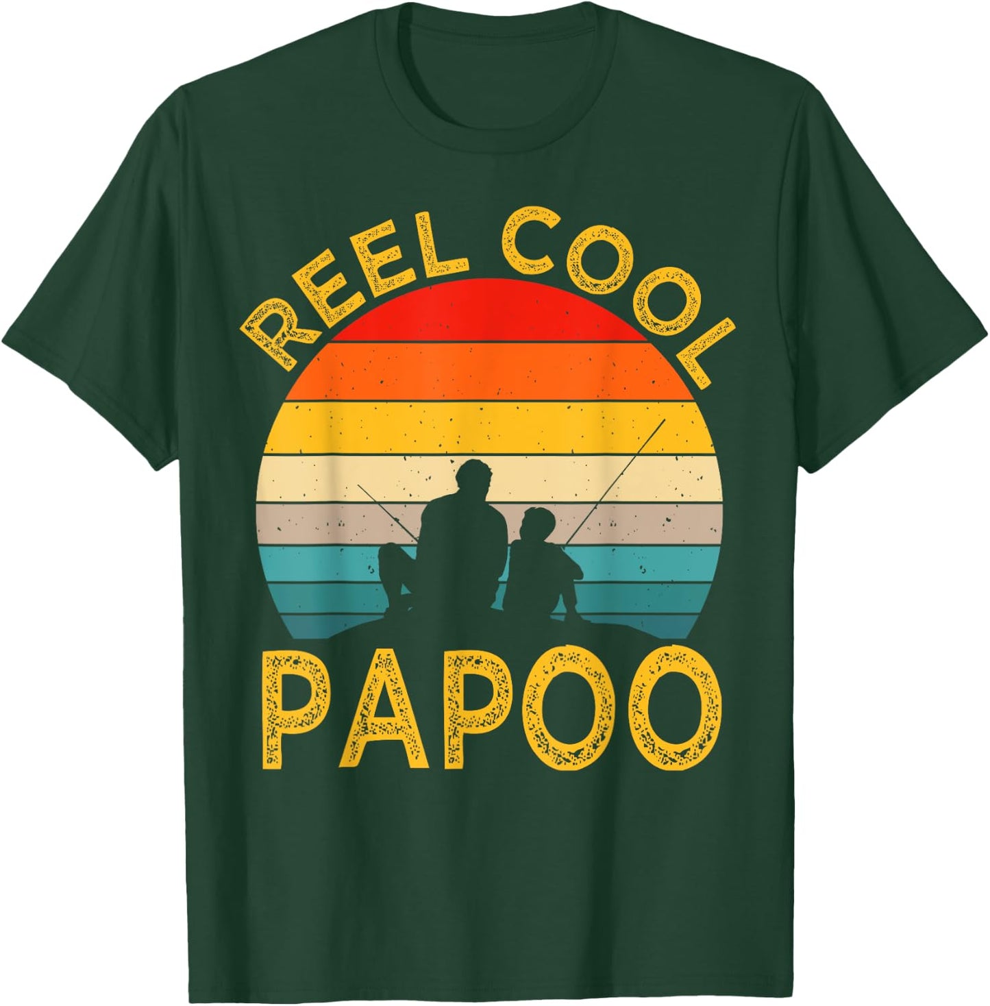 Reel Cool Papoo Fishing Daddy Vintage Grandpa Fathers Day T-Shirt - T-Shirt | Forest