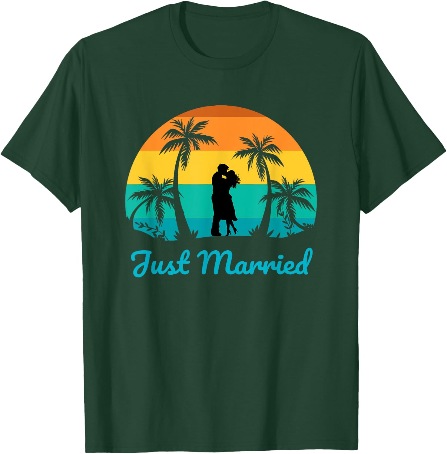 Just Married - Couples Honeymoon Matching Tropical Paradise T-Shirt - T-Shirt | Forest