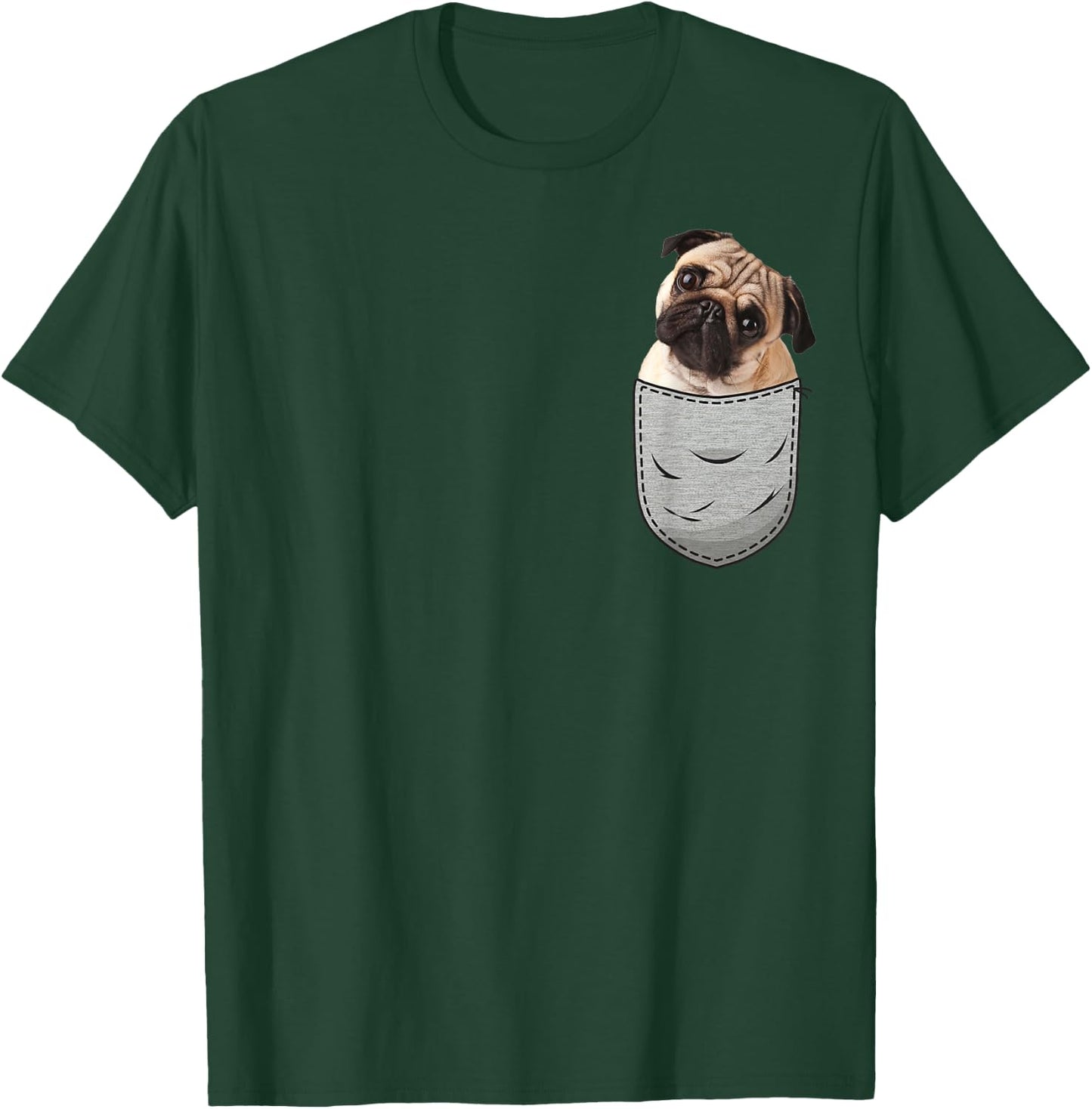 Pug Pug Carlin Carlino Chest Bag Pocket Dog Owners T-Shirt - T-Shirt | Forest