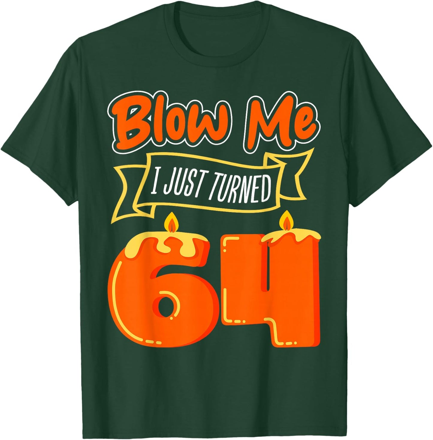Candle 64 Birthday Wish Party Decoration Candlelight Cake T-Shirt - T-Shirt | Forest