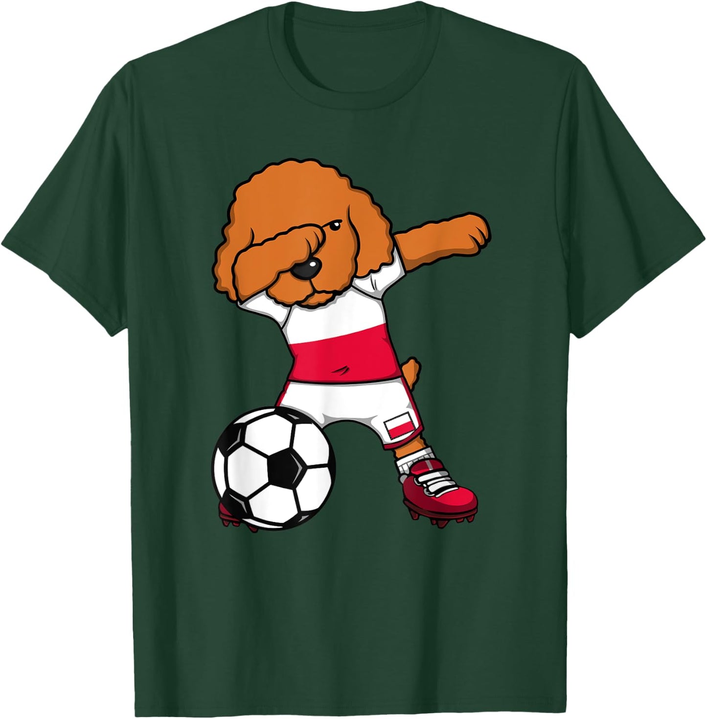 Dabbing Poodle Dog Poland Soccer Fans Jersey Football Lovers T-Shirt - T-Shirt | Forest