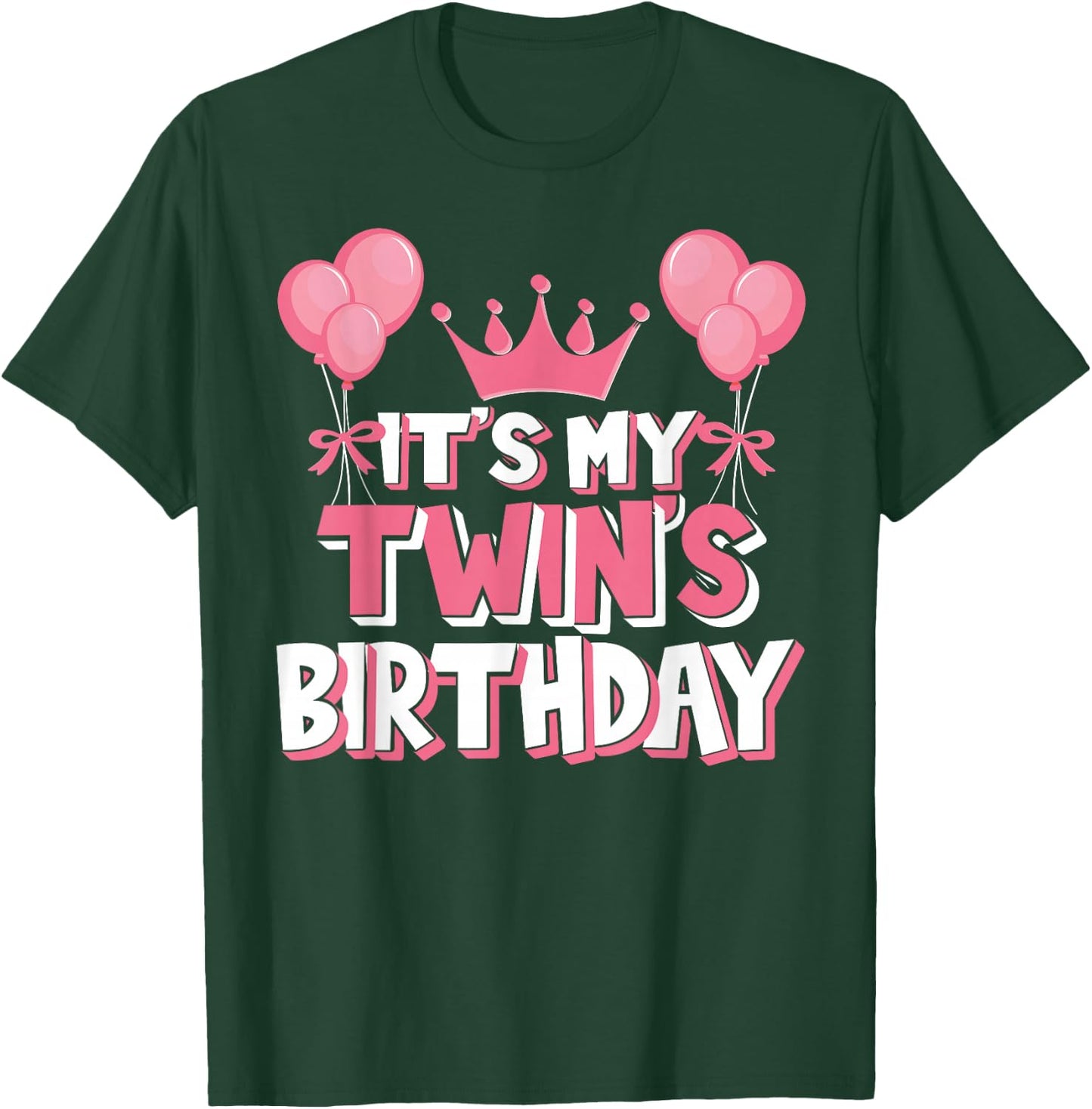 Family Matching Clothing Idea For Birthday Party - It's My Twin's Birthday Celebration - - Black - Small - Short Sleeve - Graphic Modern - Graphic Quote Design for Twin's Birthday T-Shirt - T-Shirt | Forest
