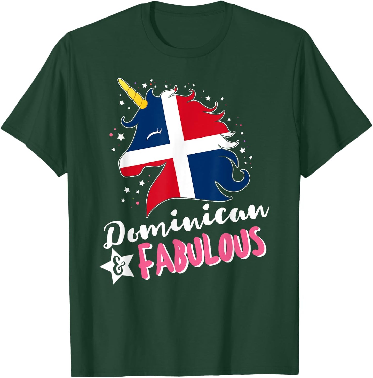 Dominican Unicorn Dominican Republic Flag T-Shirt - T-Shirt | Forest