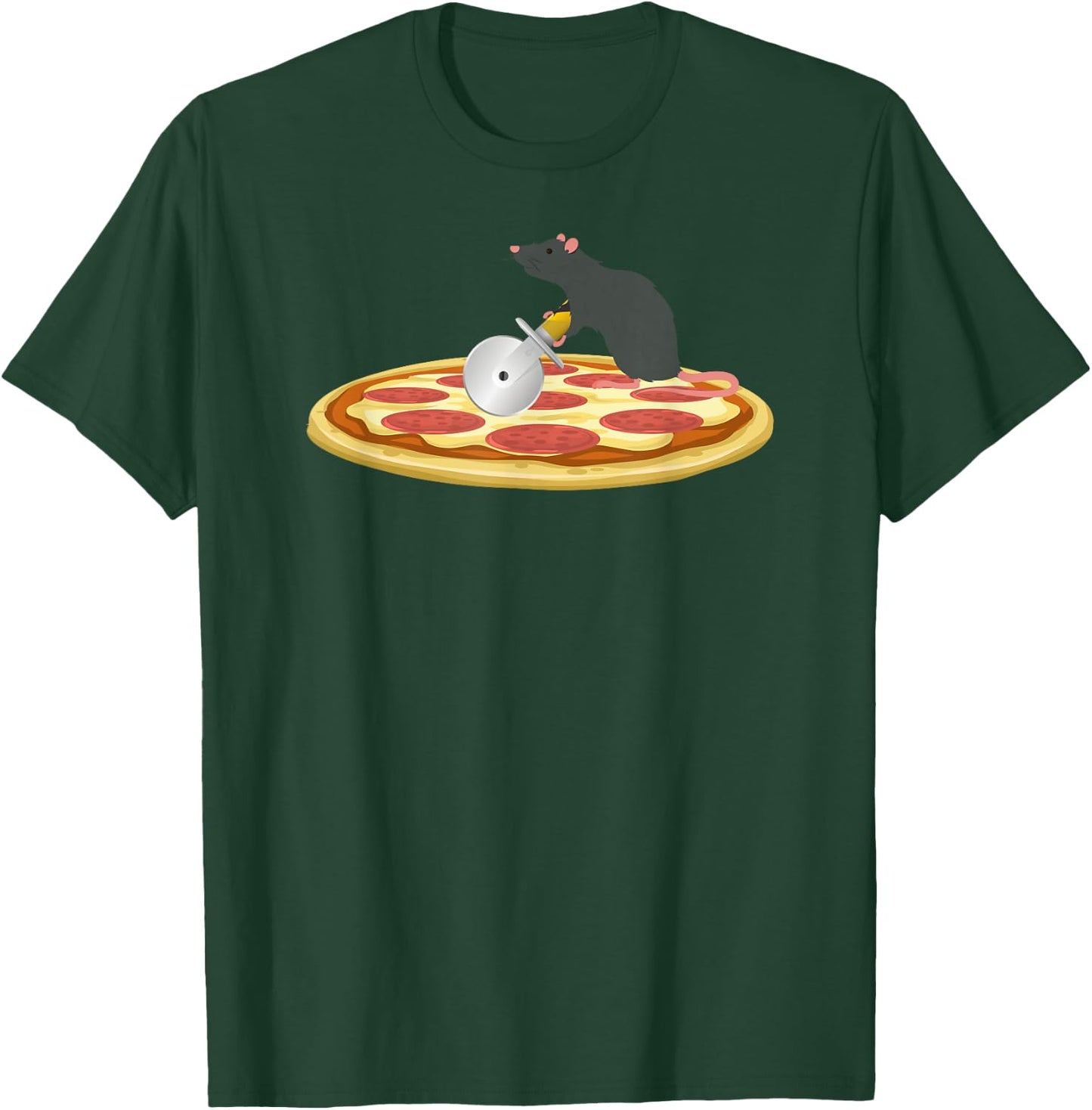 Pizza Rat Slicing A Slice of Pizza Funny T Shirt T-Shirt - T-Shirt | Forest