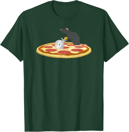 Pizza Rat Slicing A Slice of Pizza Funny T Shirt T-Shirt - T-Shirt | Forest