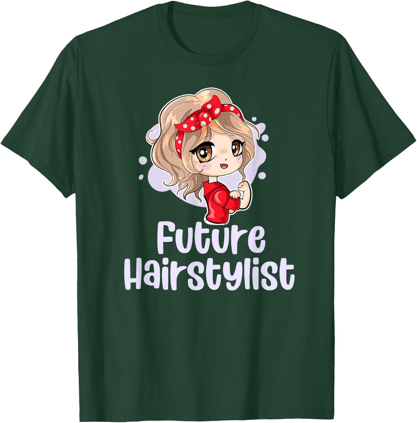 Future Hairstylist Cute Bandana Girl Daughter Hairdresser T-Shirt - T-Shirt | Forest