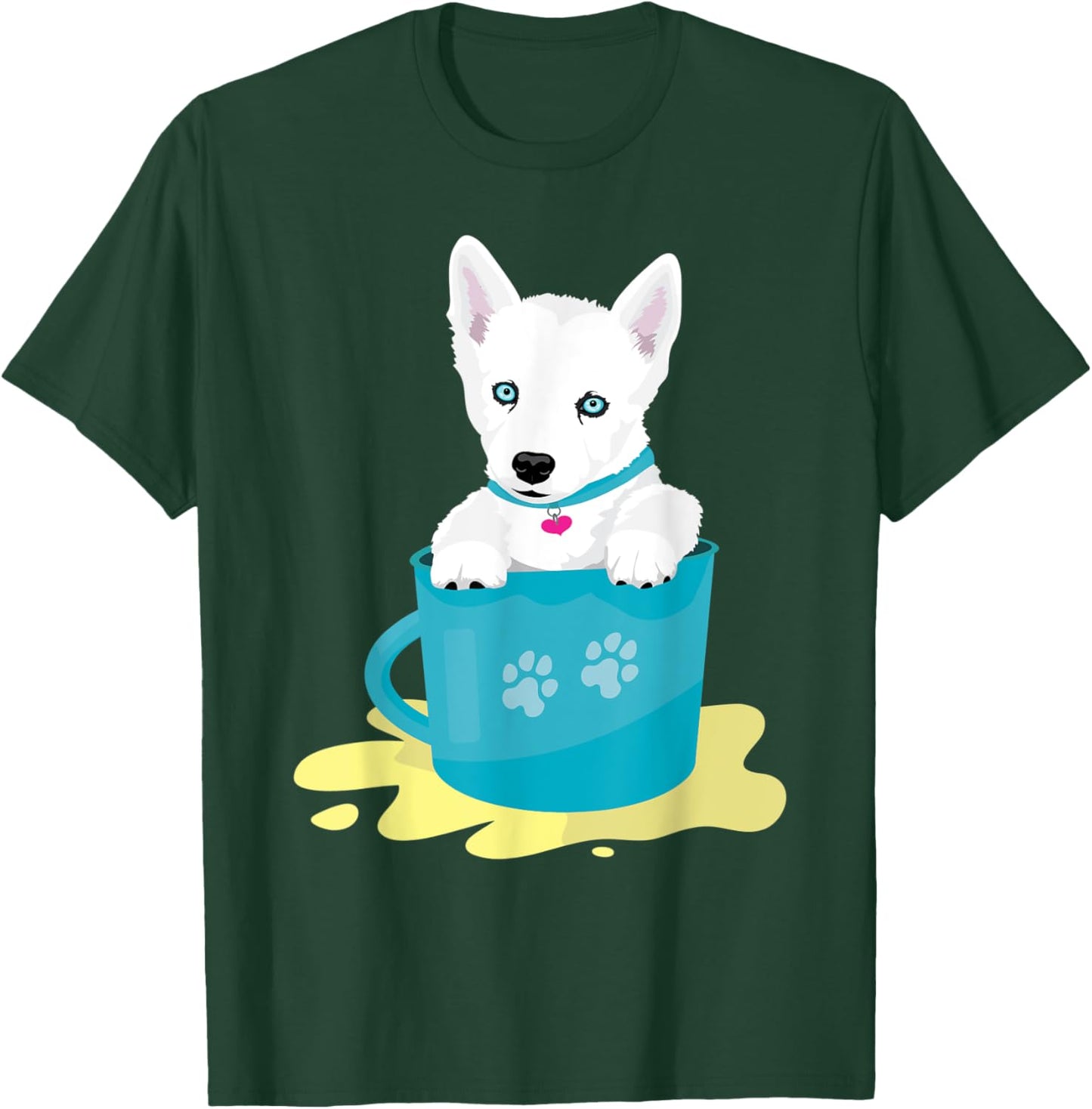 super cute white Siberian Husky puppy T-Shirt - T-Shirt | Forest