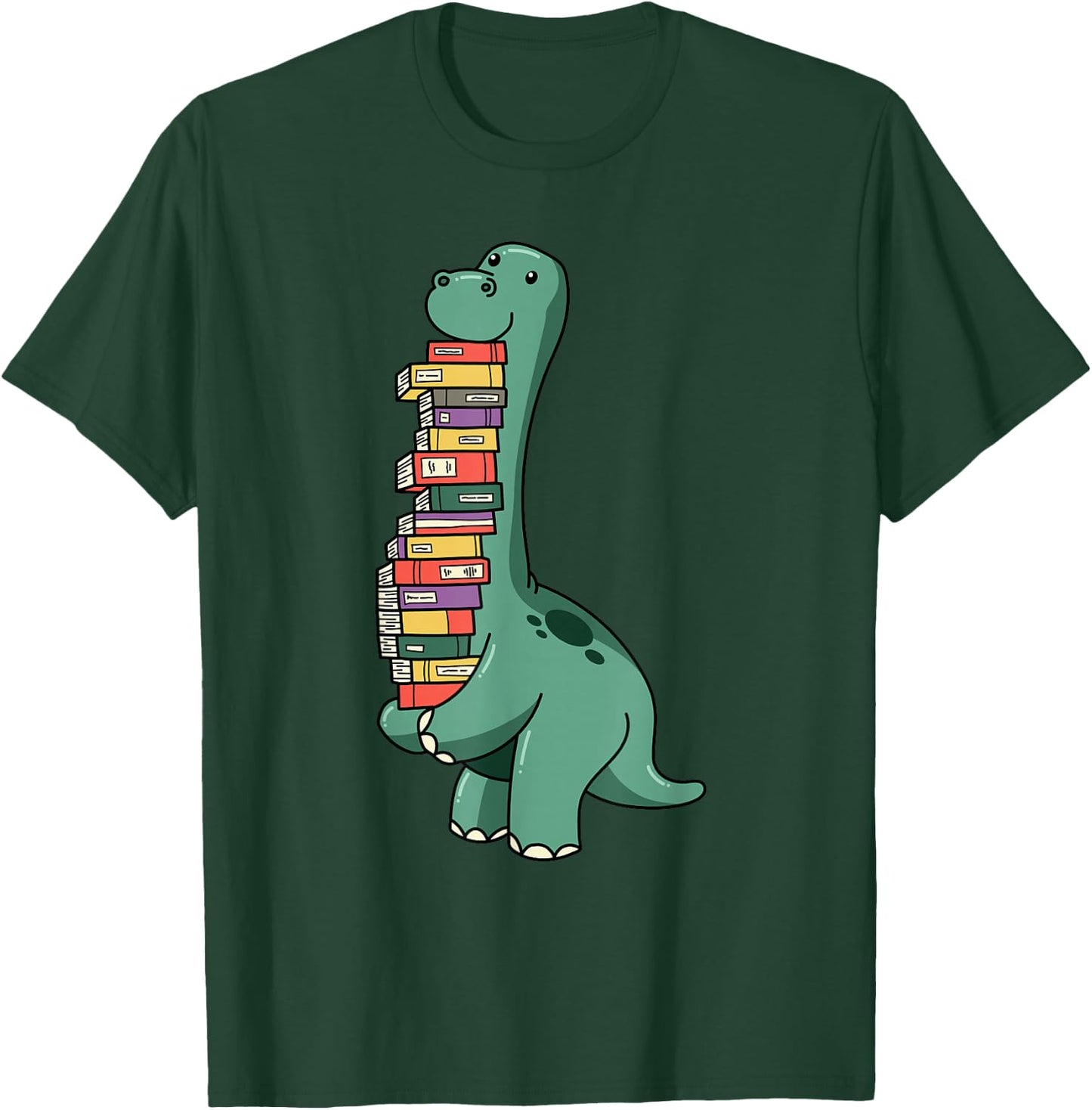 Dinosaur Reading Reader Nerd Brain Food Librarian Shirt T-Shirt - T-Shirt | Forest