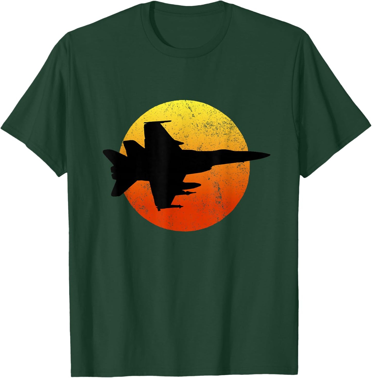 F-18 Hornet Silhouette Sunset Flying F18 T-Shirt - T-Shirt | Forest