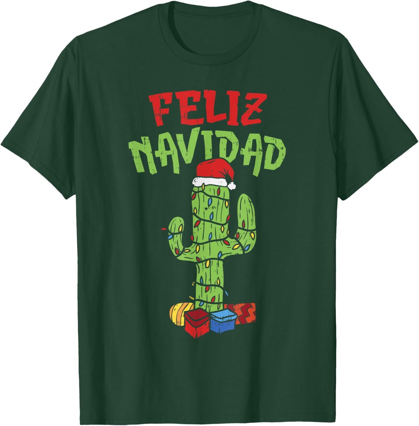 Feliz Navidad Shirt Mexican Christmas Cactus Xmas Gift T-Shirt - T-Shirt | Forest