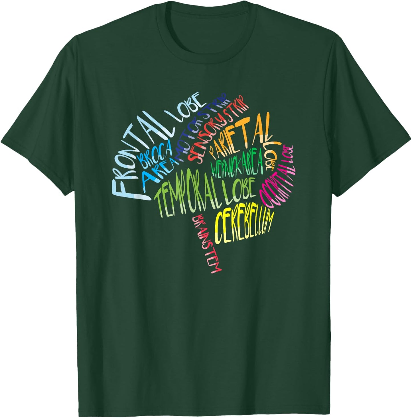 Brain Parts Collage Typography Cool Doctor Neurologist Gift T-Shirt - T-Shirt | Forest