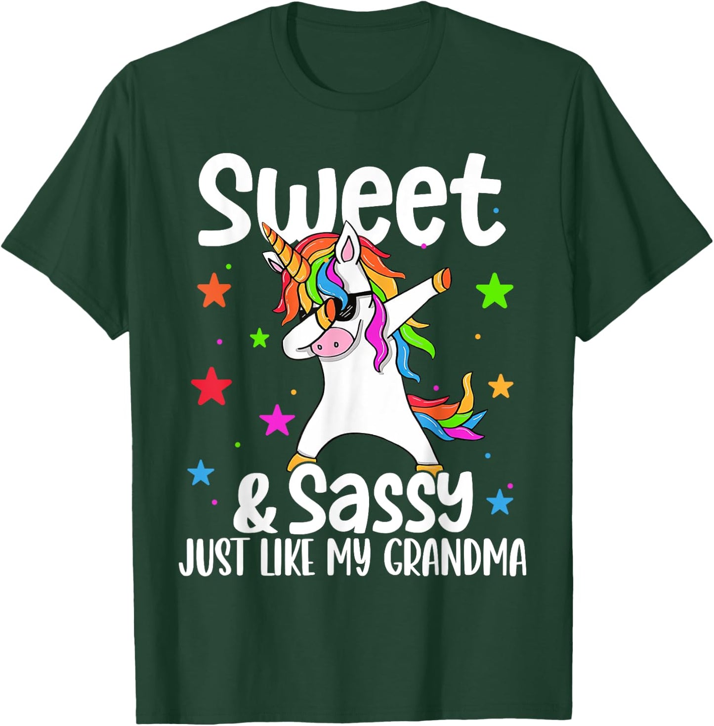 Sassy Like My Grandma Dabbing Unicorn Cute T-Shirt - T-Shirt | Forest
