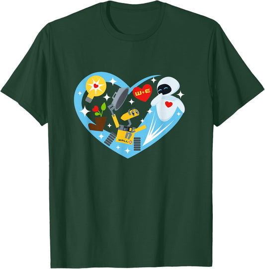 Disney and Pixar’s Wall-E and EVE Heart Valentine’s Day T-Shirt - T-Shirt | Forest