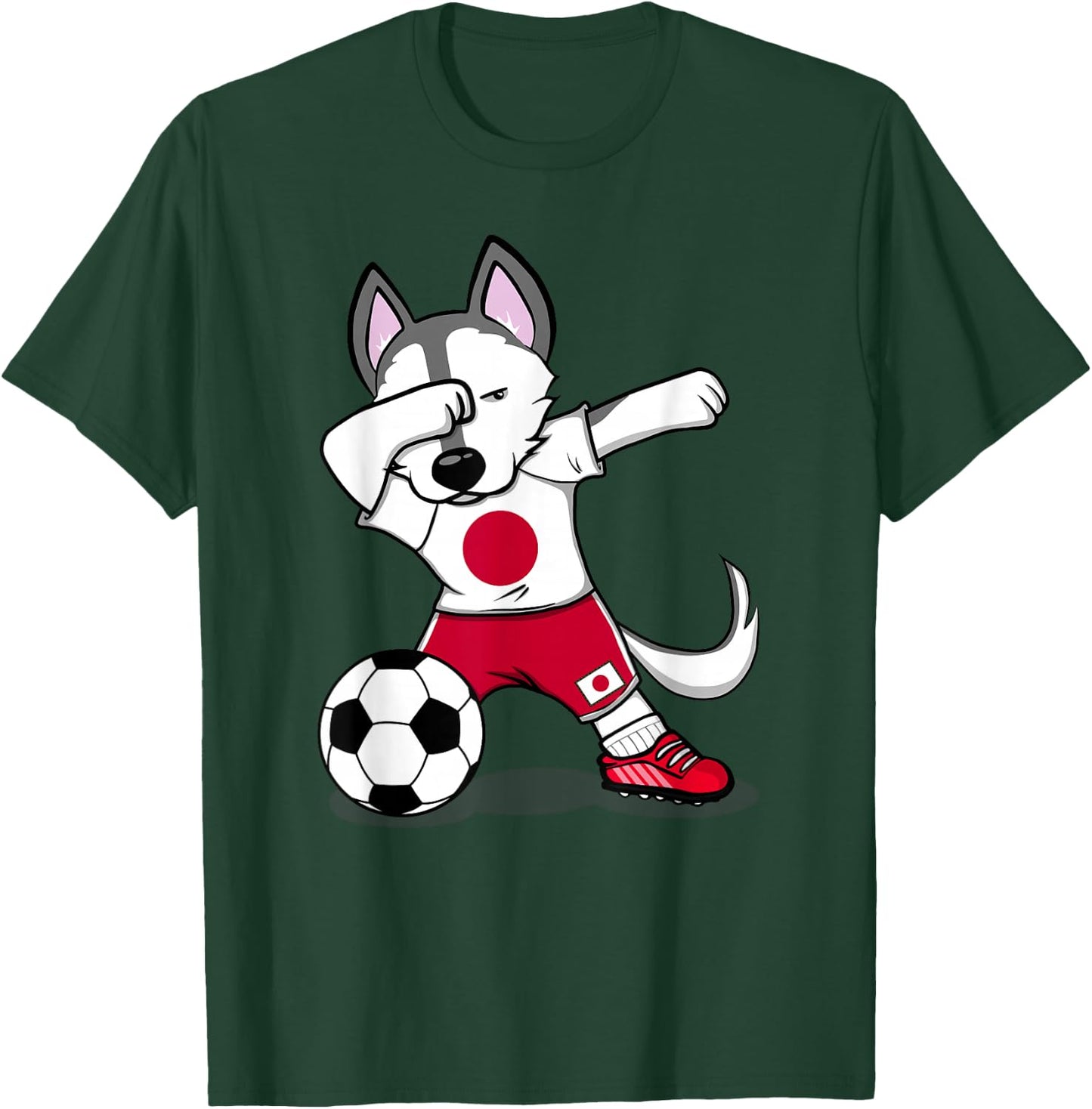 Dabbing Husky Japan Soccer Fans Jersey Japanese Football Art T-Shirt - T-Shirt | Forest