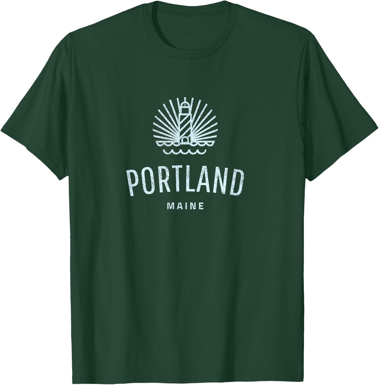 Portland Maine Retro Vintage Lighthouse T-Shirt - T-Shirt | Forest