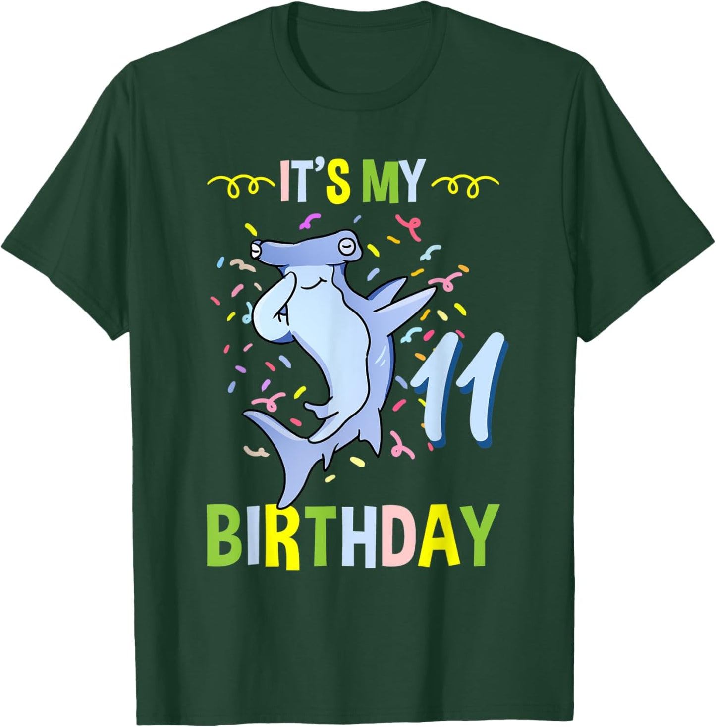 Its My 11th Birthday Hammerhead Shark T-Shirt - T-Shirt | Forest