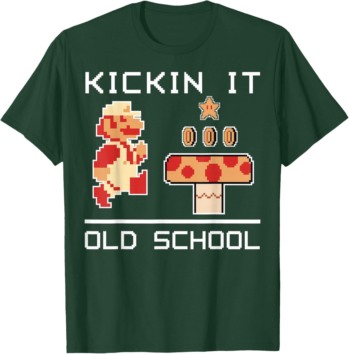 Super Mario Kickin' It Old School Vintage Text Poster T-Shirt - T-Shirt | Forest
