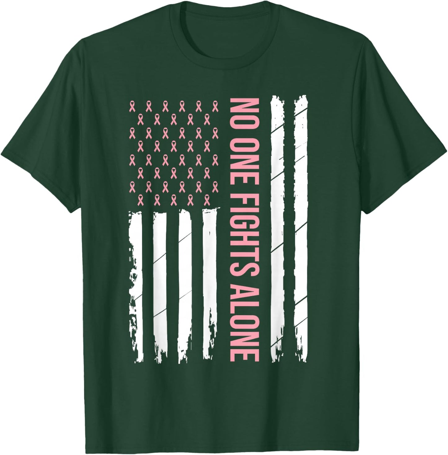 Breast Cancer Awareness Pink Ribbon USA American Flag Men Small T-Shirt - T-Shirt | Forest