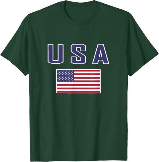 American Flag Cool Patriotic USA Flags Men Women T-Shirt - T-Shirt | Forest