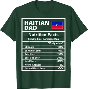 Haitian Dad Nutrition Facts Father's Day National Heritage T-Shirt - T-Shirt | Forest