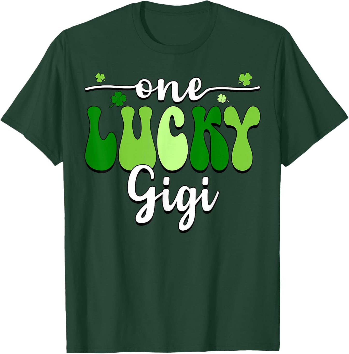 One Lucky Gigi Groovy Retro Gigi St Patrick's Day T-Shirt - T-Shirt | Forest