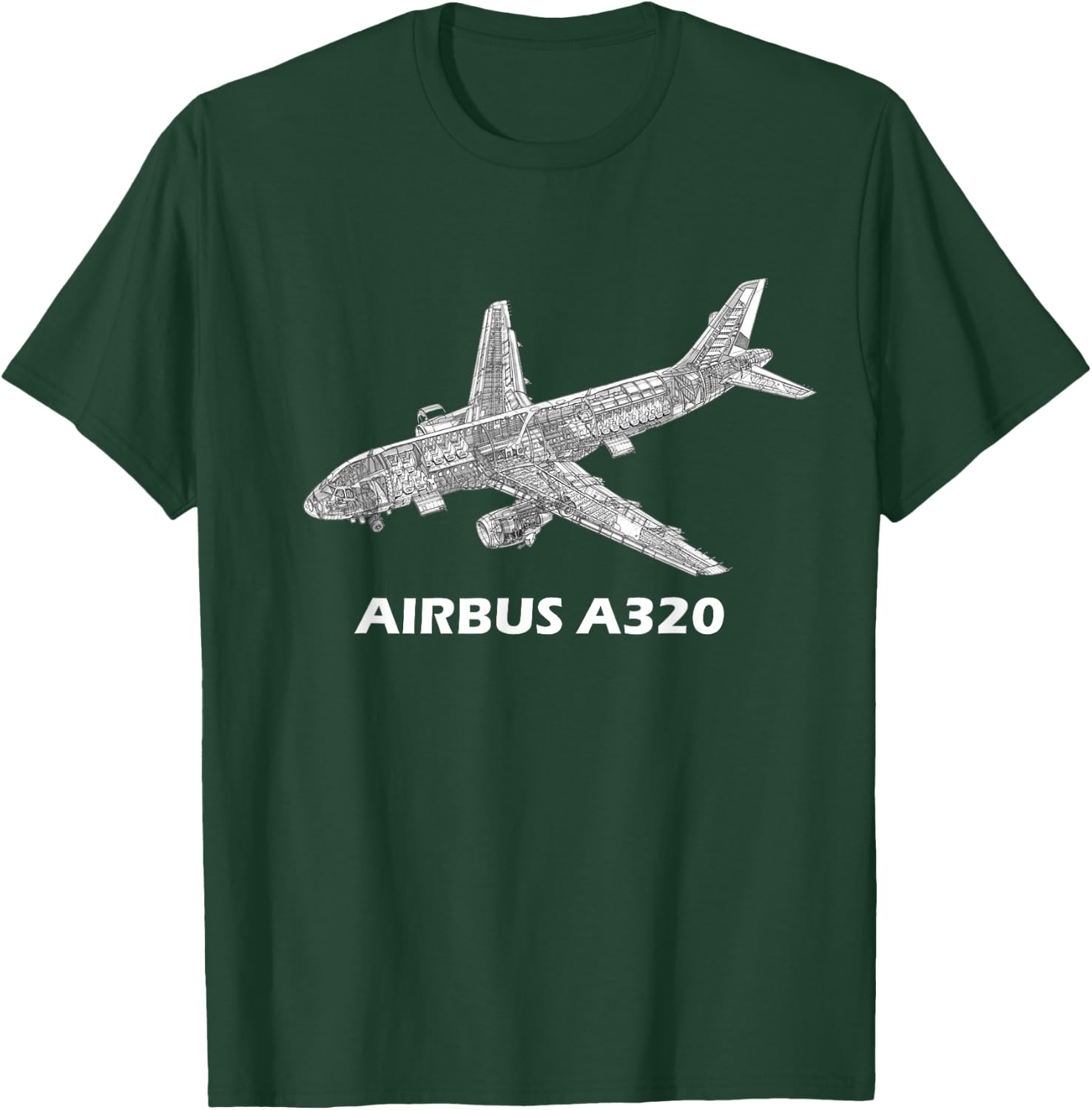 Airbus A320 Jet Airplane Cutaway Aviation Pilot Gift T-Shirt - T-Shirt | Forest