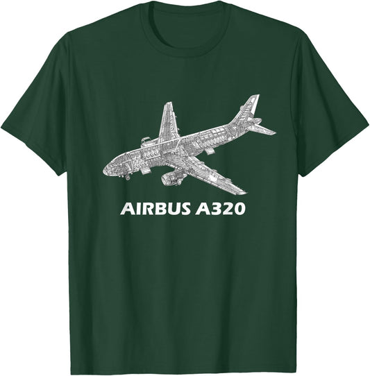 Airbus A320 Jet Airplane Cutaway Aviation Pilot Gift T-Shirt - T-Shirt | Forest