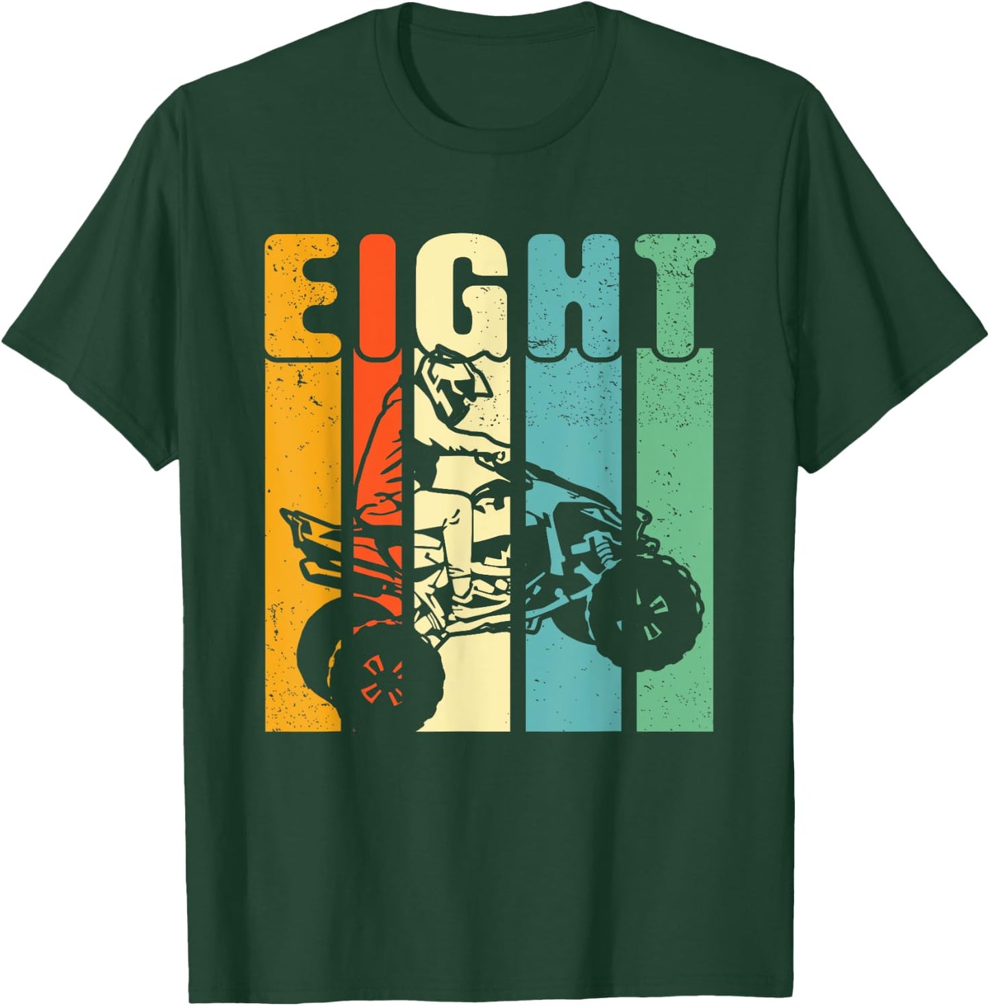 8th Birthday ATV Off Road Four Wheeler Quad Bike Mud Racing T-Shirt - T-Shirt | Forest
