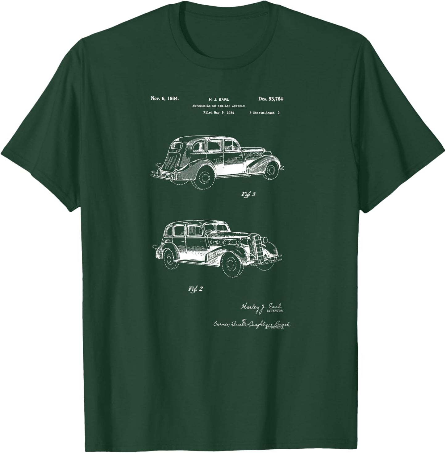 Vintage Patent Print 1934 Classic Car T-Shirt - T-Shirt | Forest