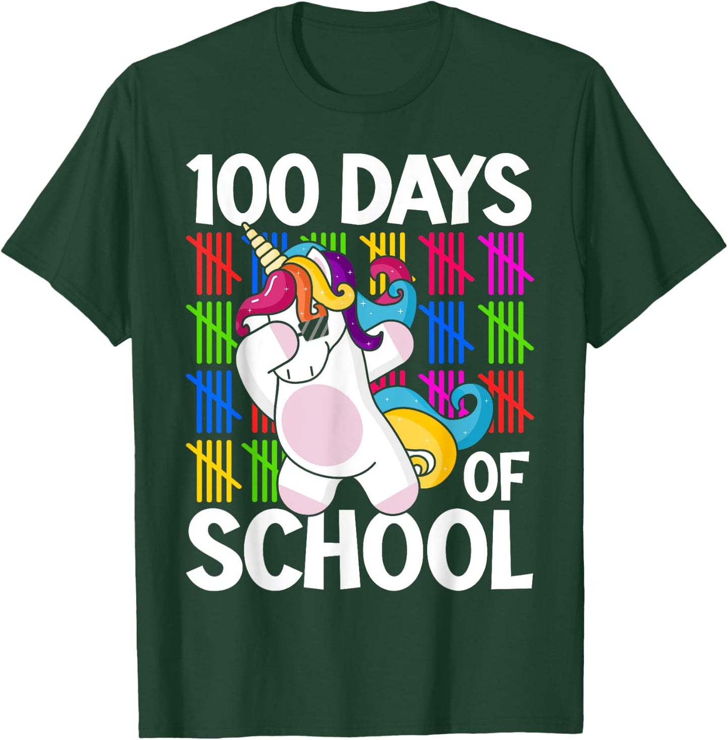 100th Day of School Unicorn Teachers Kids Girls 100 Days T-Shirt - T-Shirt | Forest