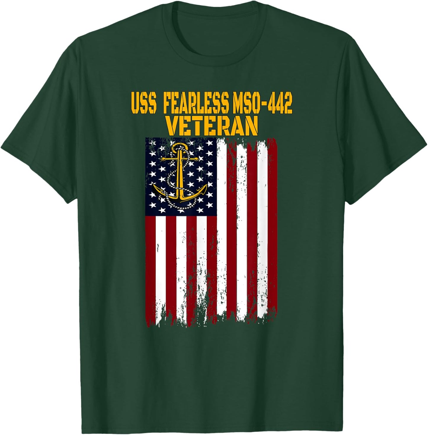USS Fearless MSO-442 Minesweeper Warship Veterans Day T-Shirt - T-Shirt | Forest