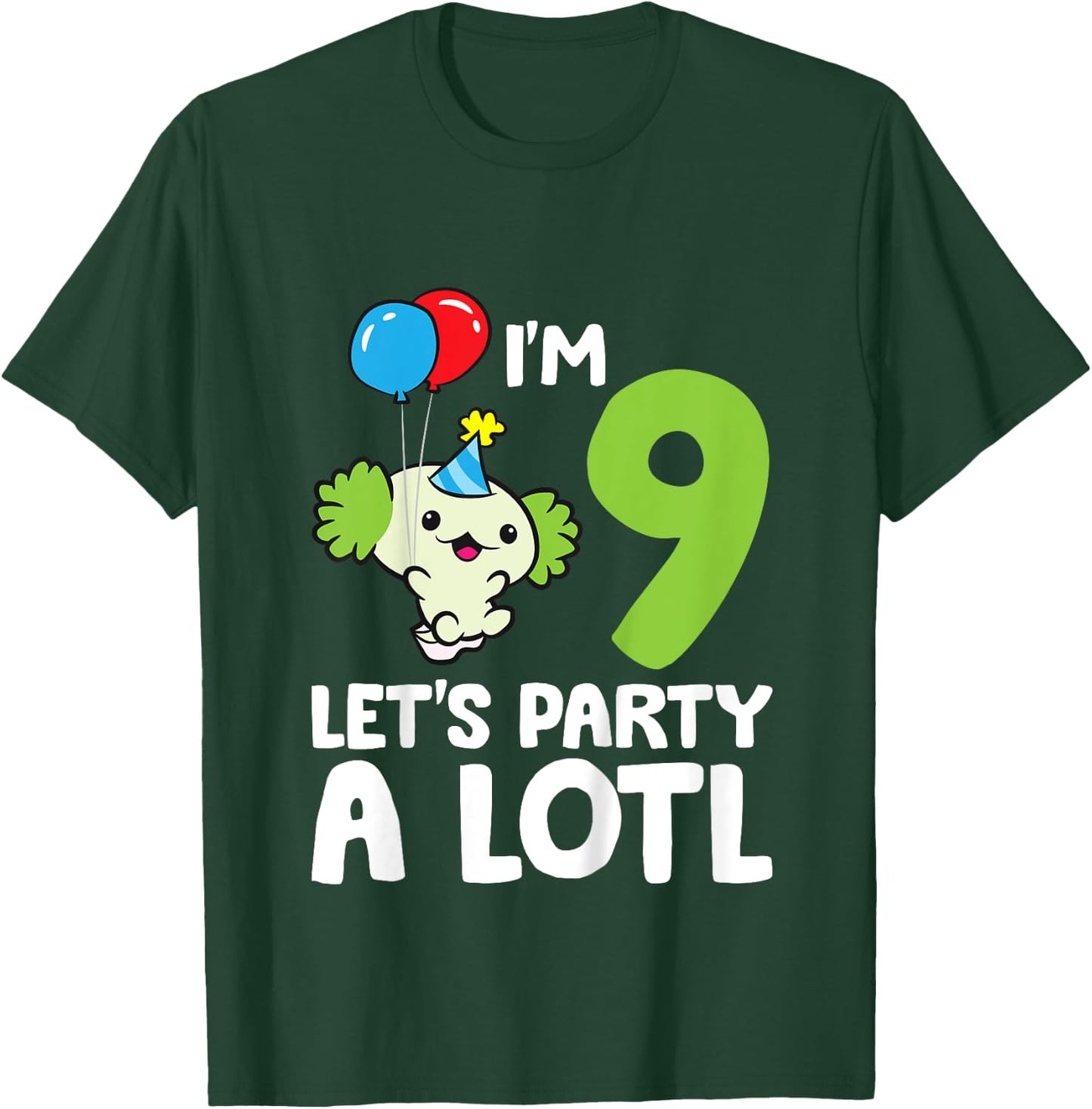 Axolotl 9th Birthday Axolotl I'm 9 Lets Party A Lotl Axolotl T-Shirt - T-Shirt | Forest