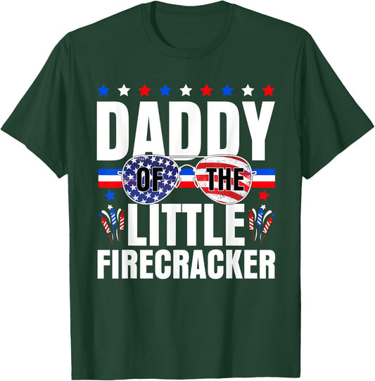 Daddy Of The Little Firecracker 4th Of July Birthday Dad T-Shirt - T-Shirt | Forest
