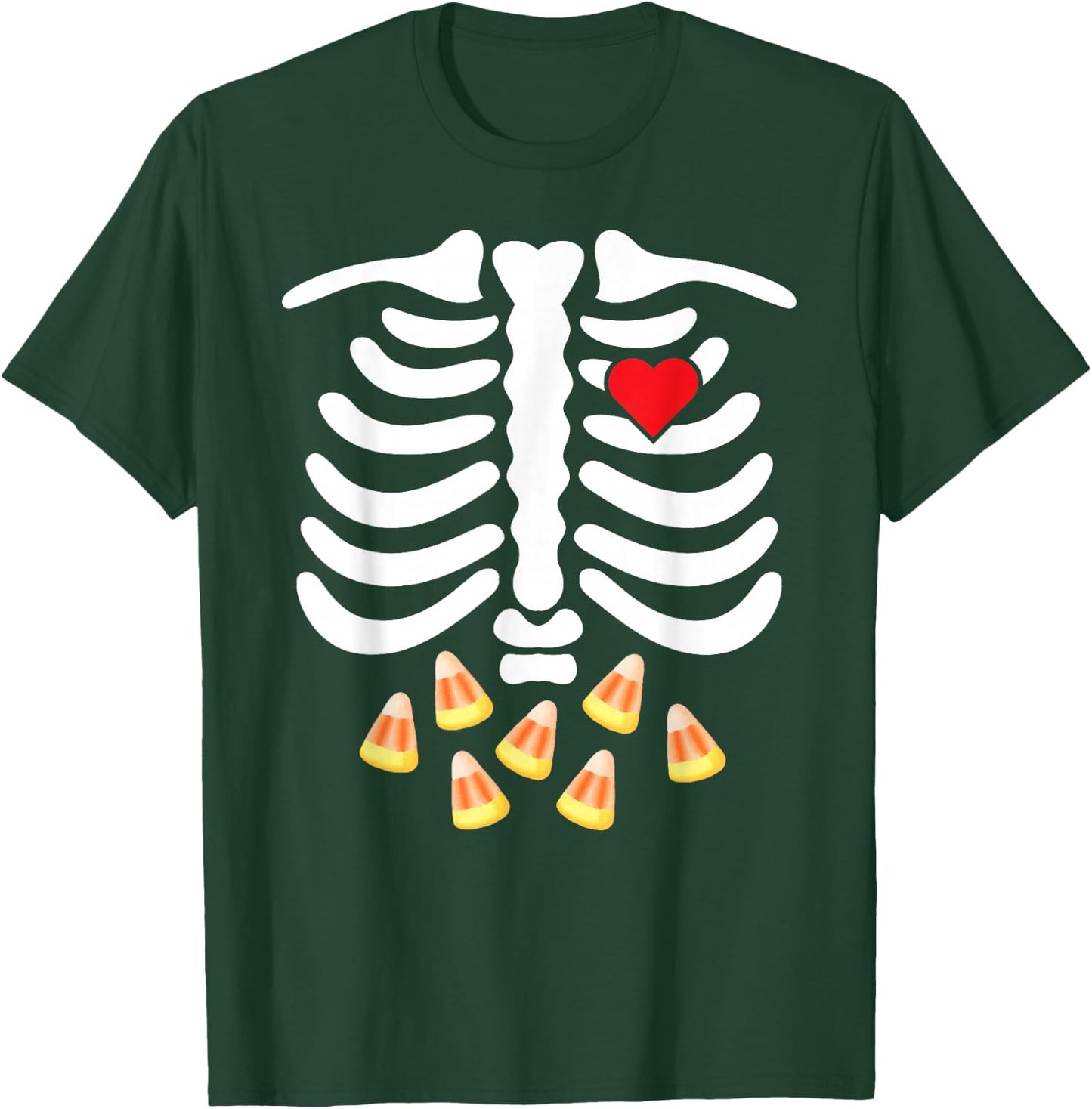 Halloween Skeleton Junk Food Belly Candy Corn T Shirt T-Shirt - T-Shirt | Forest