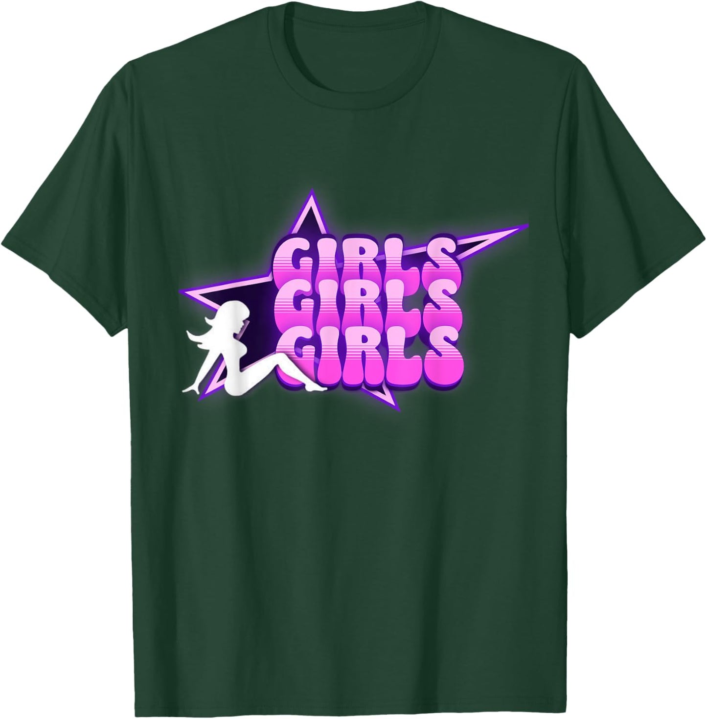 Girls Girls Girls Mudflap Girl Trucker Girl Neon Gifts T-Shirt - T-Shirt | Forest