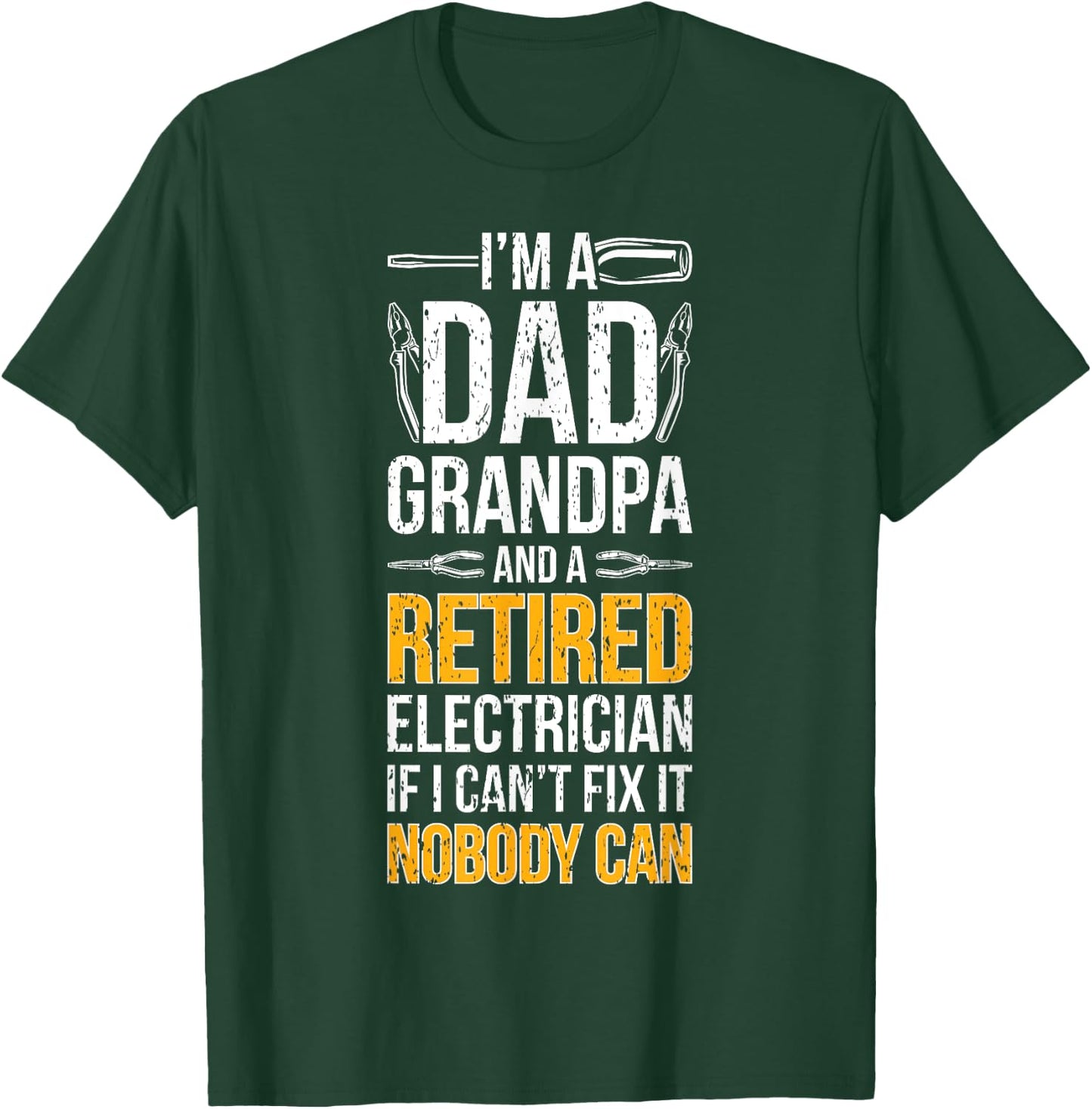 Dad Grandpa And Retired Electrician Retirement T-Shirt - T-Shirt | Forest