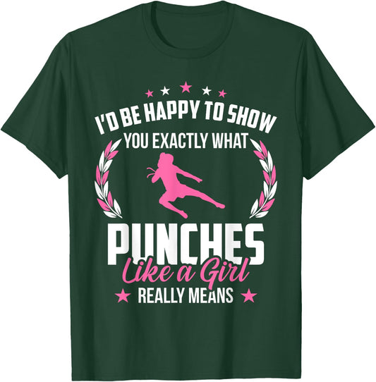 Muay Thai Kickboxing Thaiboxing Girl T-Shirt - T-Shirt | Forest