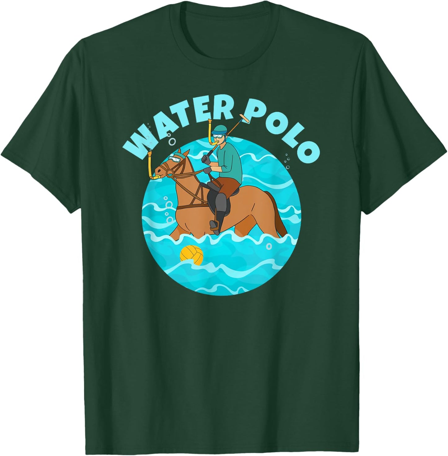 Water Polo Player on Horse Funny Water Polo T-Shirt - T-Shirt | Forest